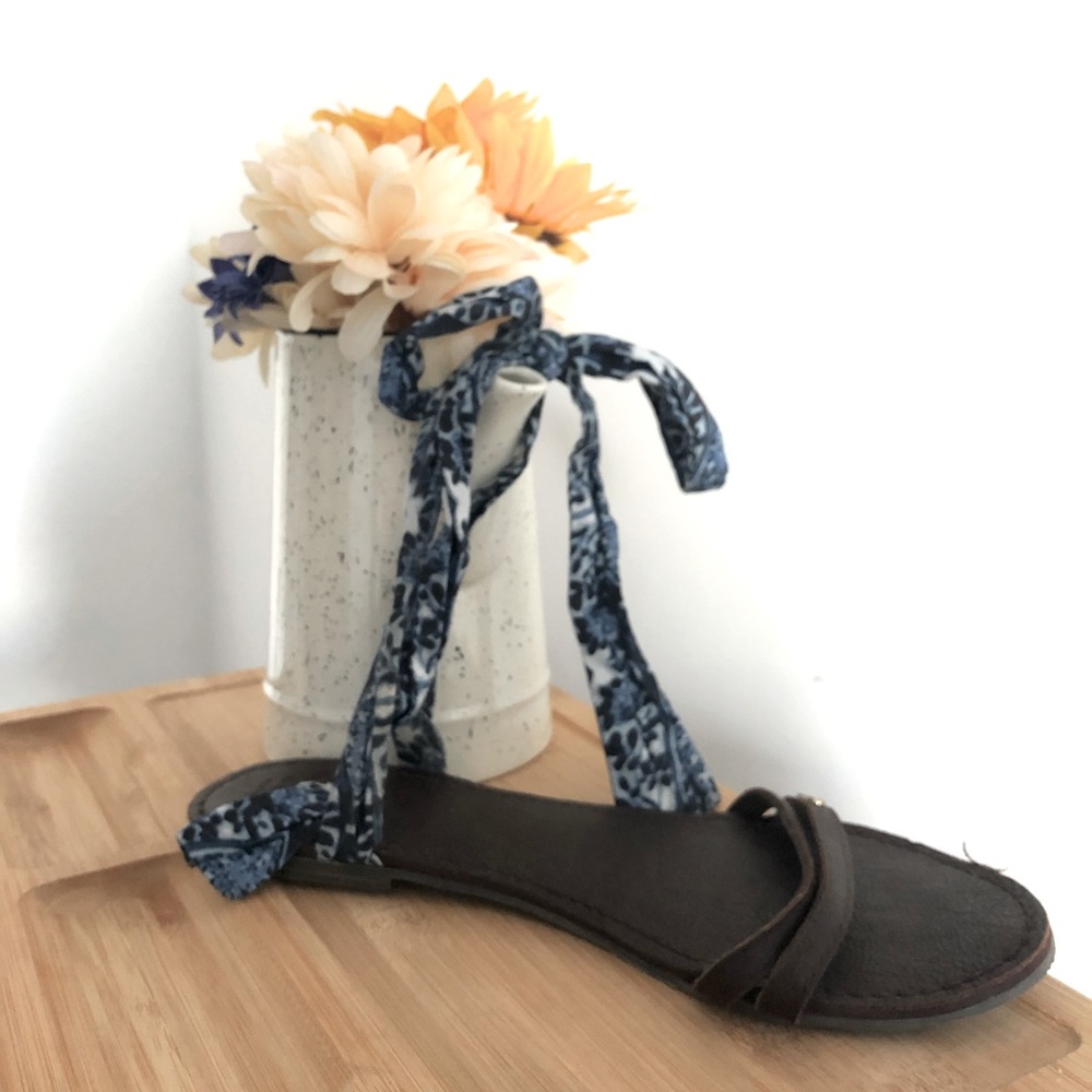 Brown leather flats